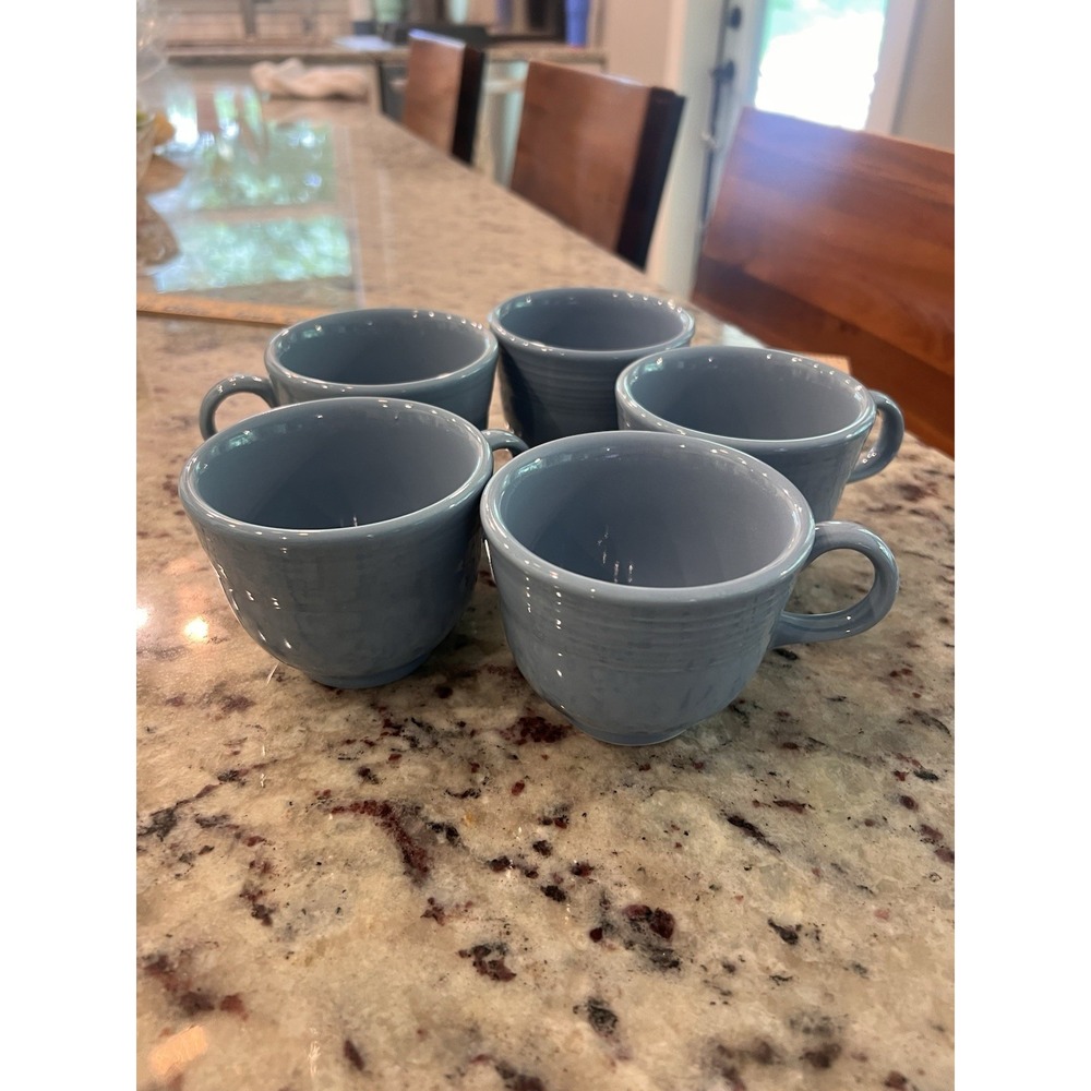 Vintage Homer Laughlin Fiesta Fiestaware Blue Periwinkle Mug/Cup Set 5